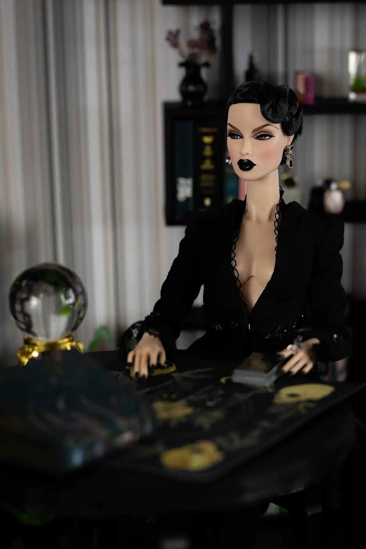 Eugenia Perrin-Frost doll reading fortune-telling cards