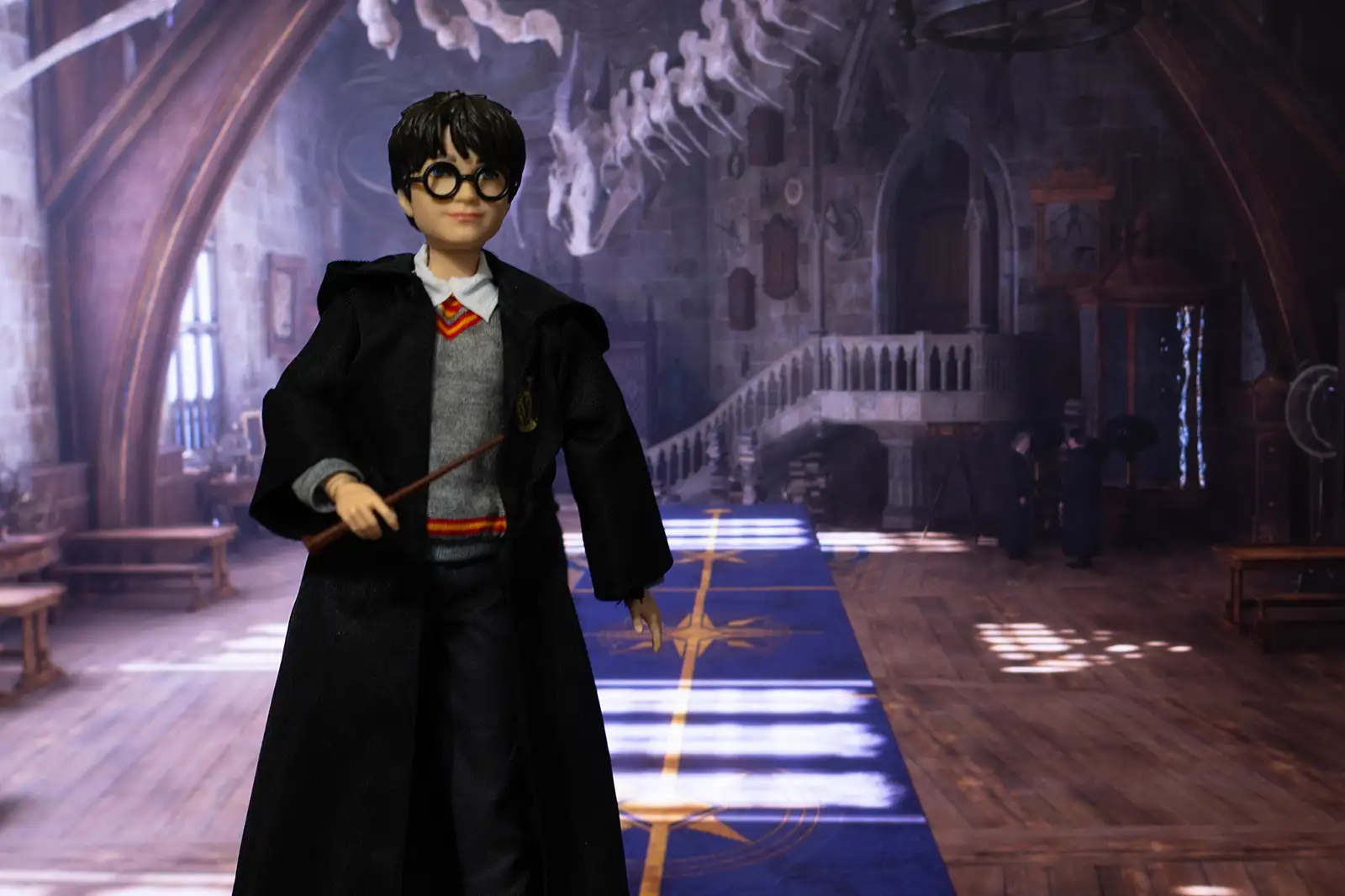 Mattel Harry Potter doll in the Defense Against the Dark Arts classroom